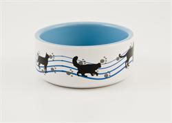 Keramikskål kat blå m/motiv 11,5 cm